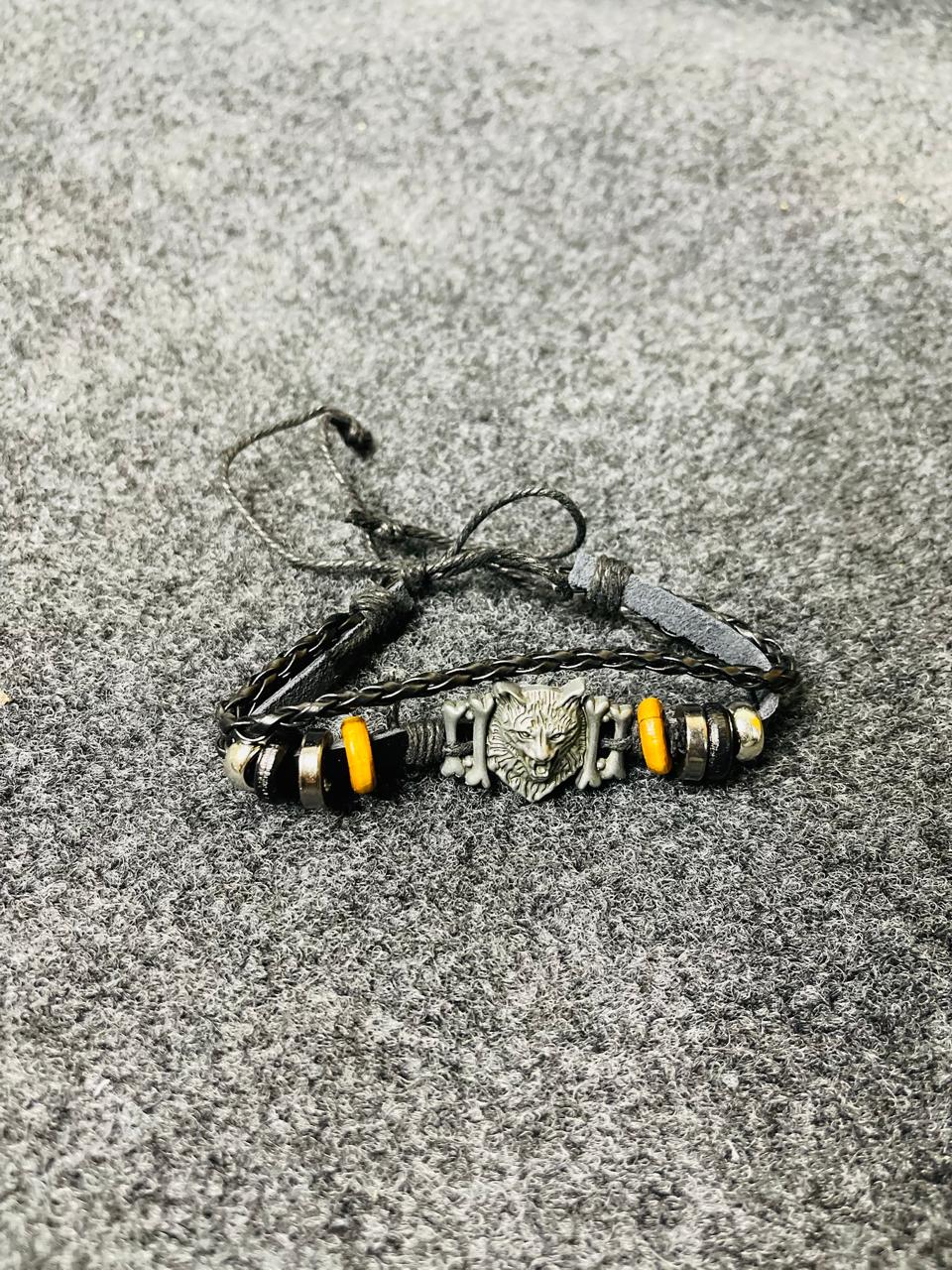 Skull Motif Multi-Layer Leather Bracelet