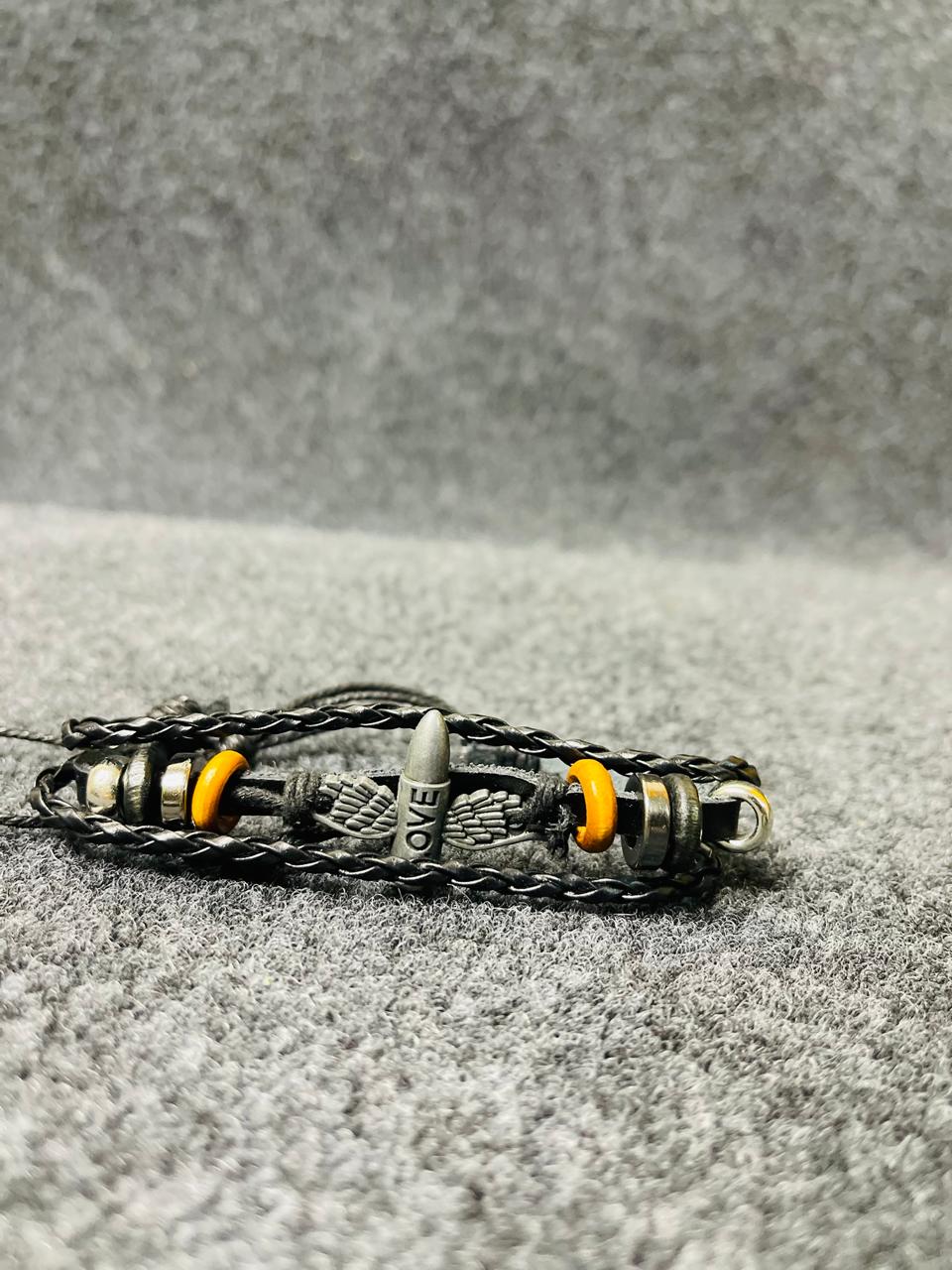 Skull Motif Multi-Layer Leather Bracelet