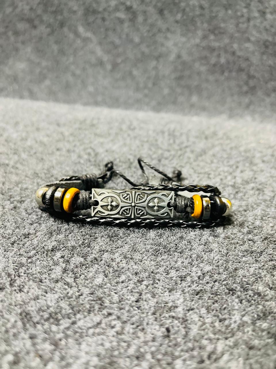 Skull Motif Multi-Layer Leather Bracelet