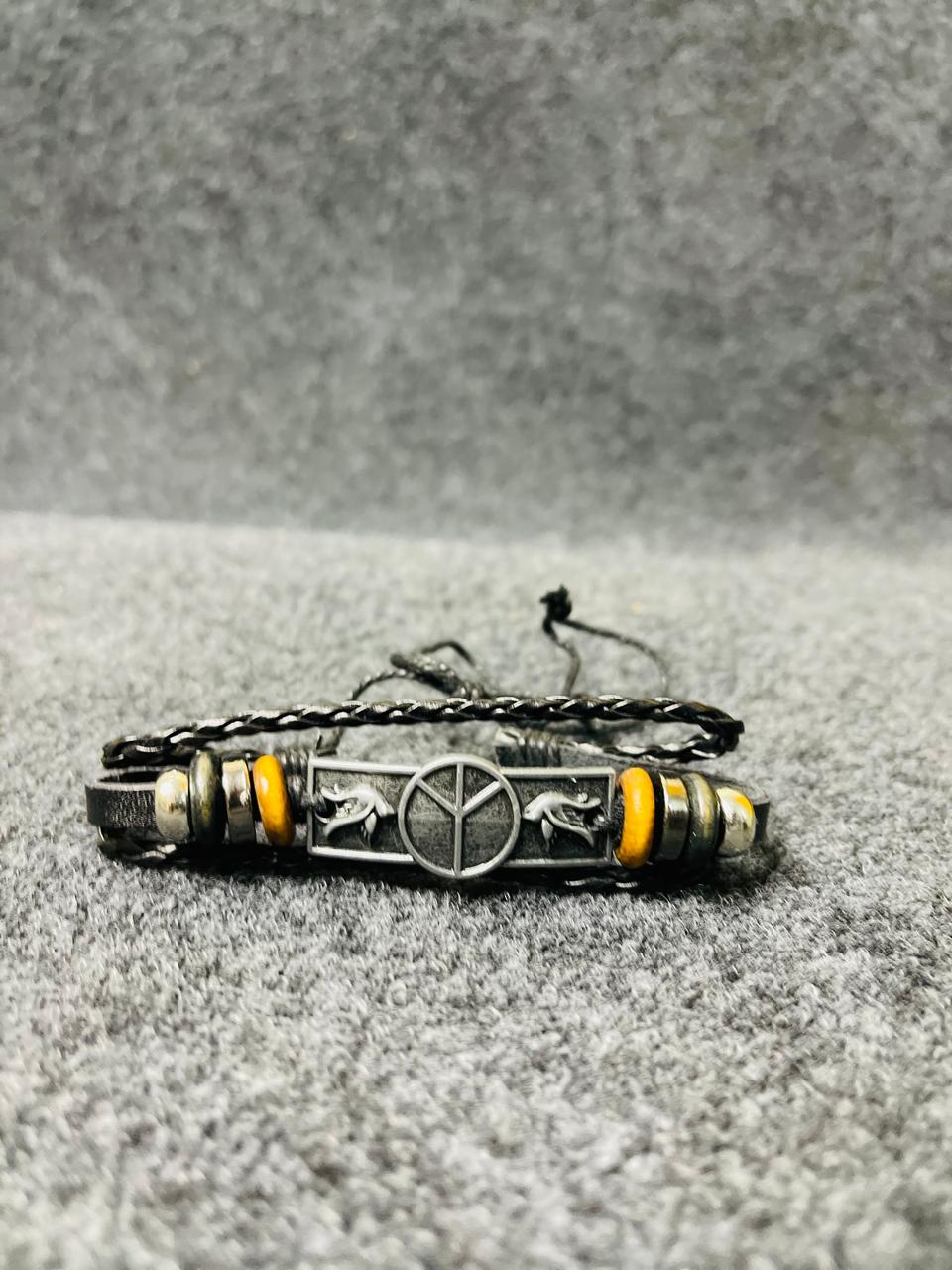 Skull Motif Multi-Layer Leather Bracelet