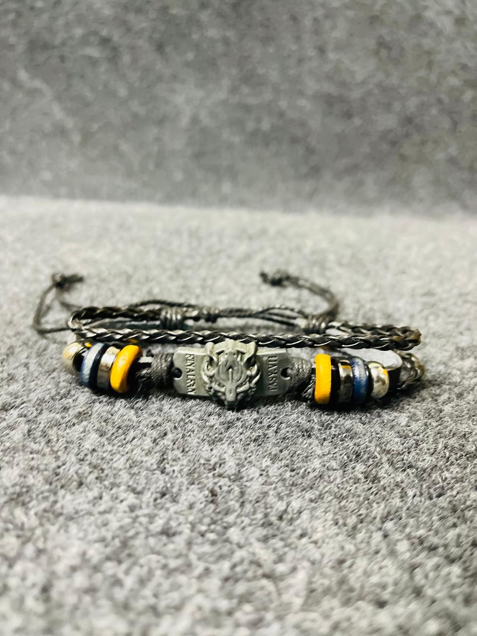Skull Motif Multi-Layer Leather Bracelet