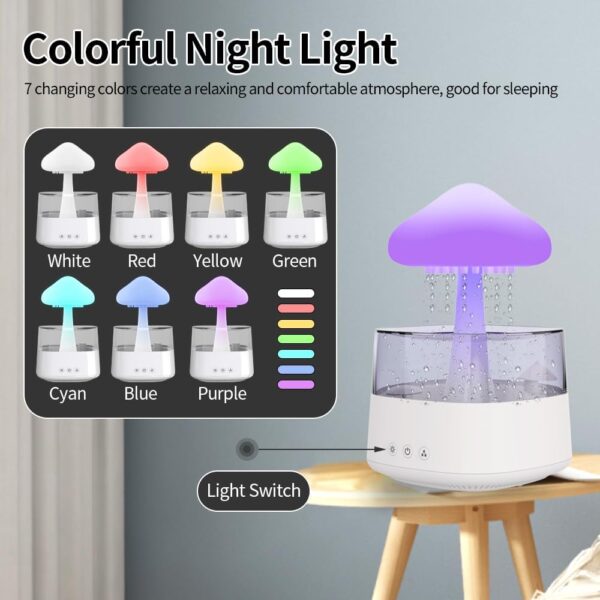 5 IN 1 Bluetooth Speaker Rain Cloud Humidifier with 7 Colors - Image 2